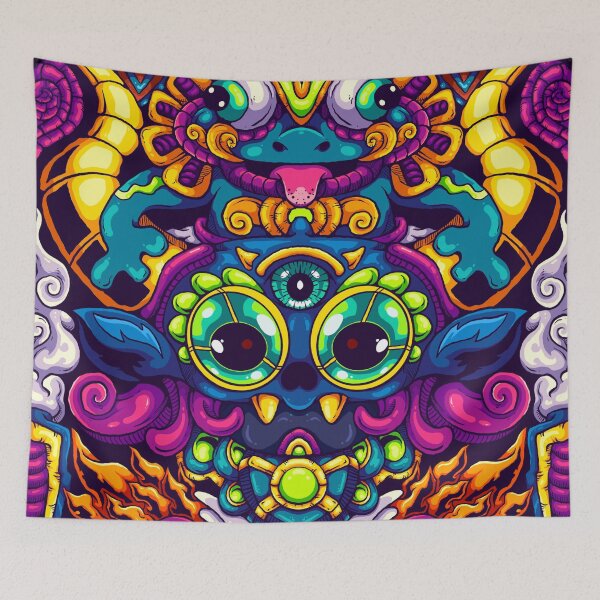 Item preview, Trippy Cosmic Beast and Twin Dragon Illustration designed and sold by koyung500Store.