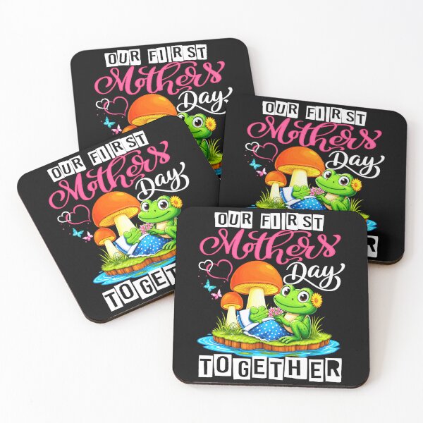 Item preview, Our First Mother's Day Together Cute Frog and Mushroom Pond Family Design designed and sold by MiALopezArt.