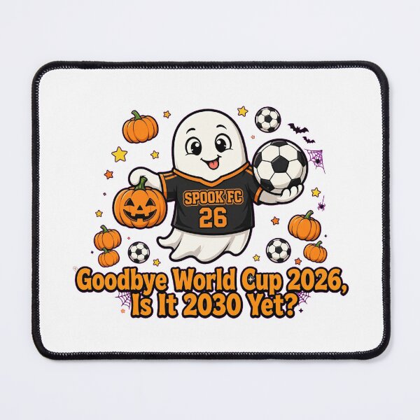 Item preview, Goodbye World Cup 2026 Is It 2030 Yet Funny Halloween Ghost Soccer designed and sold by positivitymed.
