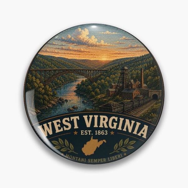 Item preview, West Virginia Retro State Badge – Vintage Travel Graphic designed and sold by Mac Sketches.