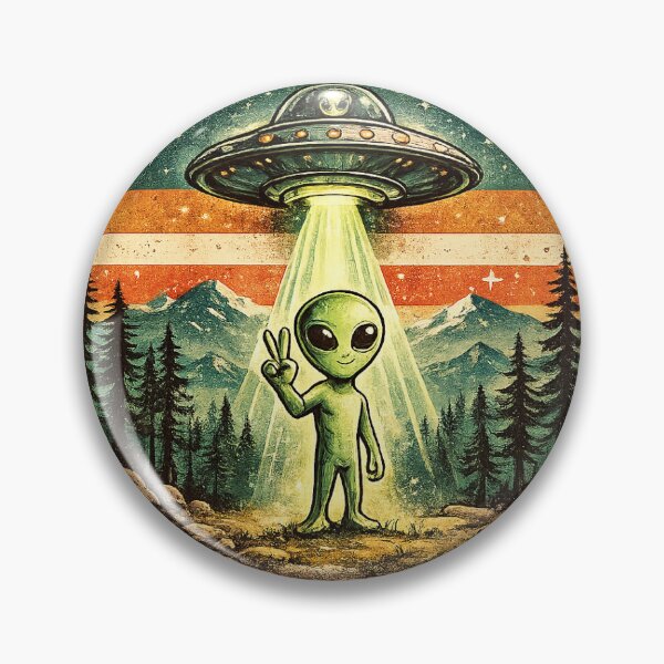 Item preview, Peace Earthlings Retro Alien Sticker designed and sold by AuudiVasustudio.