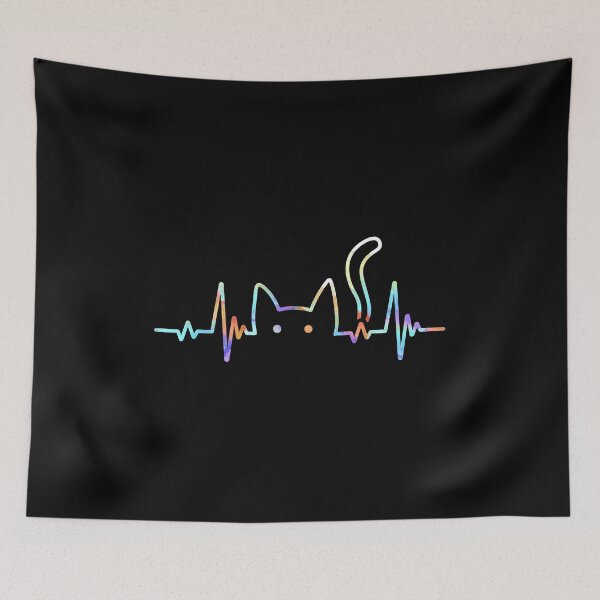 Item preview, Cute Cat Heartbeat Line Art Pastel Watercolor designed and sold by GiaoCalonas.