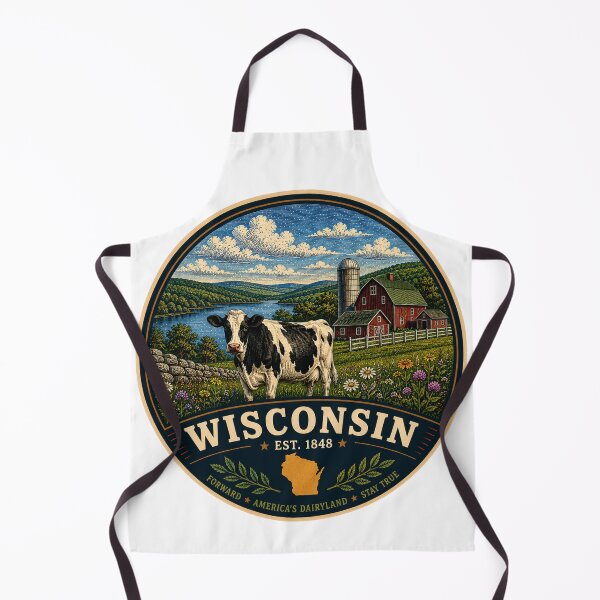 Item preview, Wisconsin Retro State Badge – Vintage Travel Graphic designed and sold by Mac Sketches.