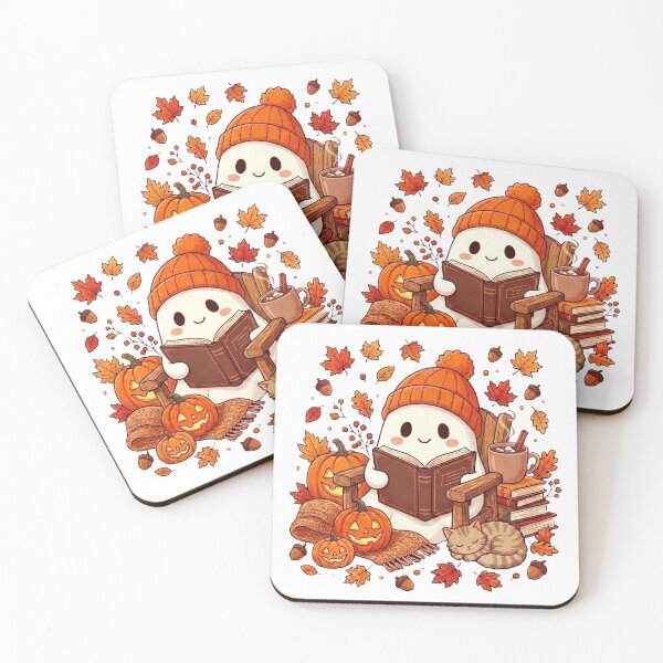 Item preview, Cozy Ghost Reading Books Coffee Spooky Halloween Book Lover Fall  designed and sold by HalloweenGift.