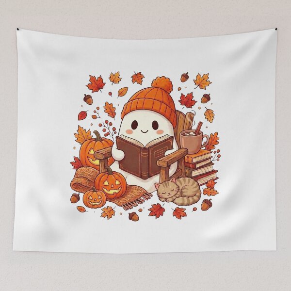Item preview, Cozy Ghost Reading Books Coffee Spooky Halloween Book Lover Fall  designed and sold by HalloweenGift.