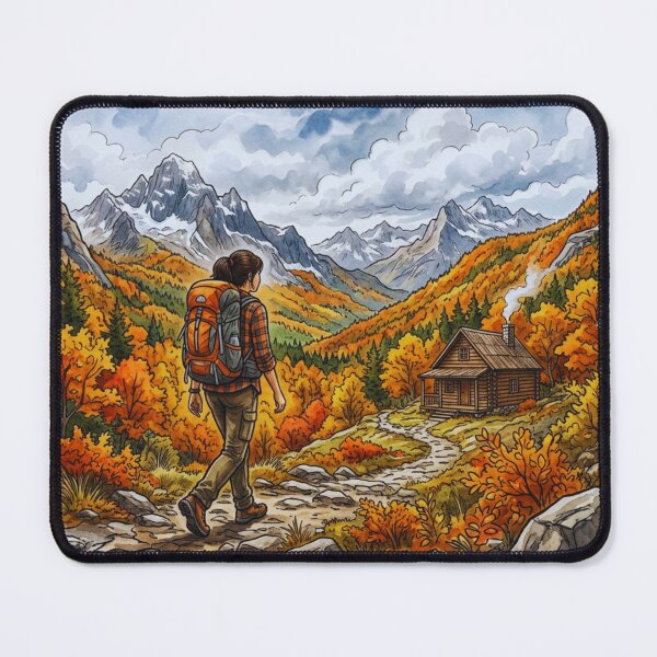 Item preview, Autumn Mountain Hike Torn Paper Landscape designed and sold by GabeMountainArt.