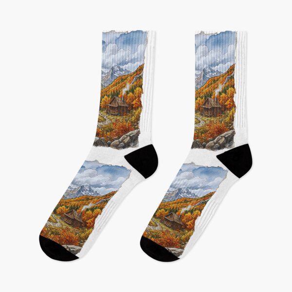 Item preview, Autumn Mountain Hike Torn Paper Landscape designed and sold by GabeMountainArt.