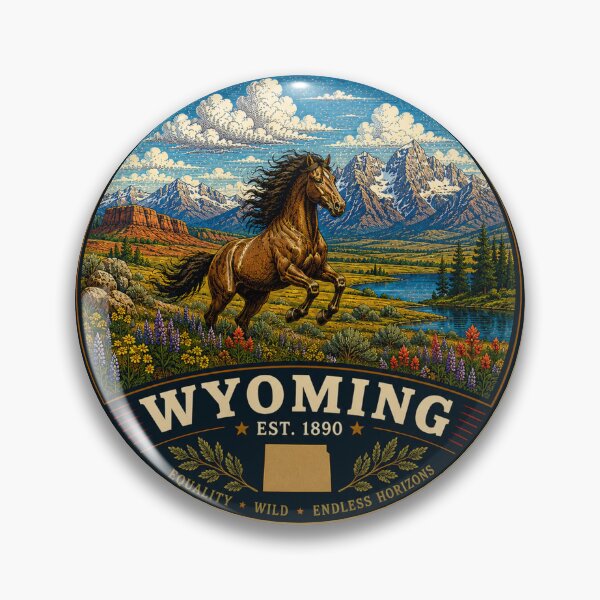 Item preview, Wyoming Retro State Badge – Vintage Travel Graphic designed and sold by Mac Sketches.