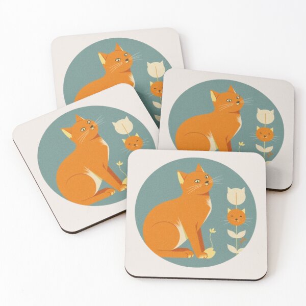 Item preview, Orange Cat and Flower Friend designed and sold by mellow-koko.