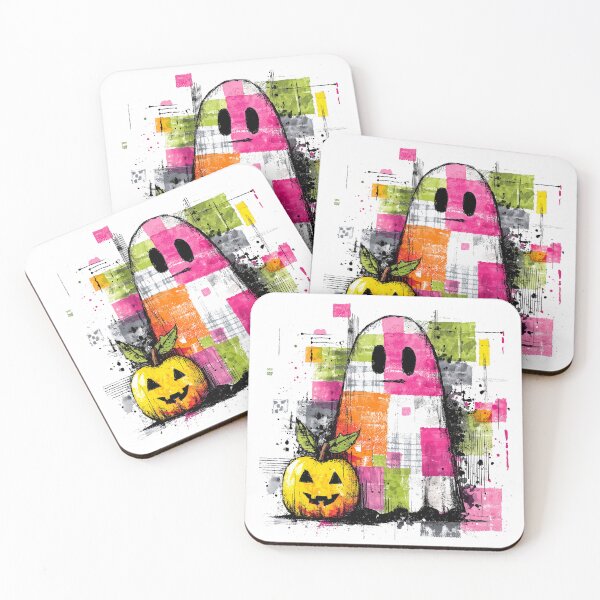 Item preview, Colorful Grunge Halloween Ghost with Pumpkin designed and sold by colorful-white.