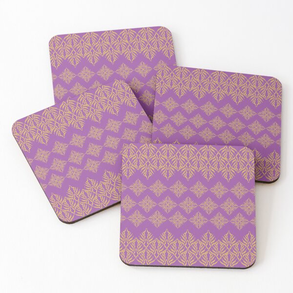 Item preview, Seamless Gold Ikat Ornamental Pattern on Purple Background designed and sold by ChaReePat.