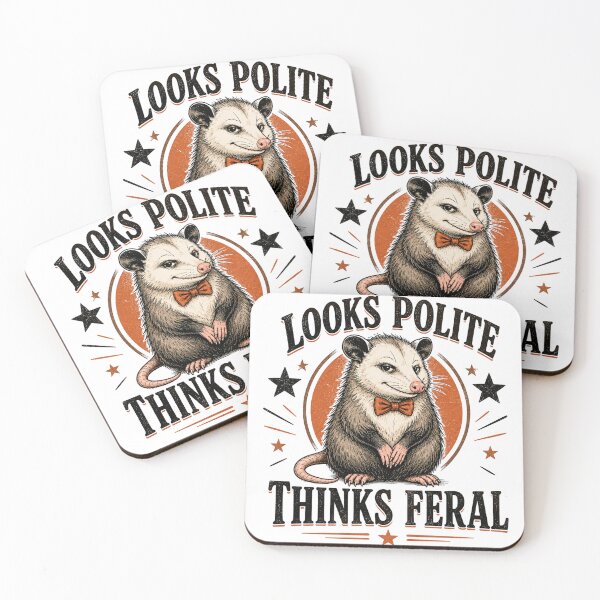 Item preview, Looks Polite Thinks Feral – Funny Opossum Design designed and sold by Inky Accessories.
