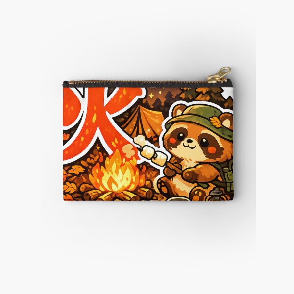 Item preview, Fire Kanji Tanuki Campfire Marshmallow Sticker | Cute Japanese Camping Kawaii Design designed and sold by kawaii animal store (in Japan).
