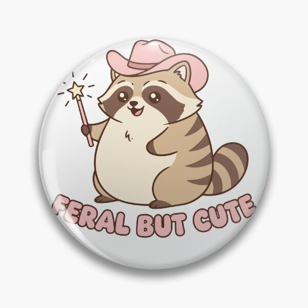 Item preview, "Feral But Cute" Funny Raccoon Graphic - Pink Cowboy Hat Kawaii Trash Panda - Chaotic Aesthetic Art designed and sold by BestChoiceService.