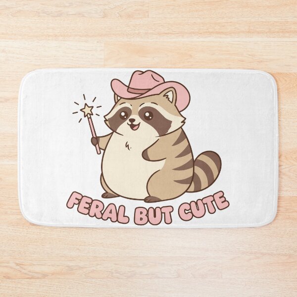 Item preview, "Feral But Cute" Funny Raccoon Graphic - Pink Cowboy Hat Kawaii Trash Panda - Chaotic Aesthetic Art designed and sold by BestChoiceService.