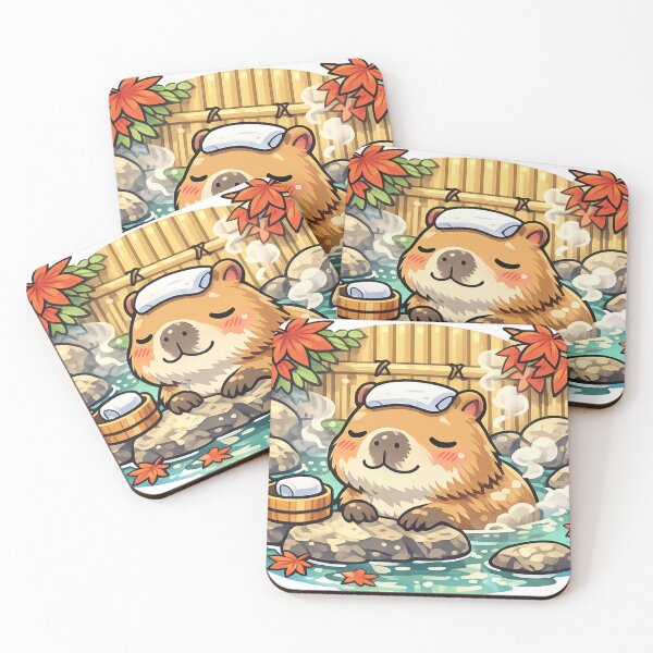 Item preview, Kawaii Capybara Relaxing in Japanese Onsen Sticker | Cute Hot Spring Anime Animal designed and sold by kawaii animal store (in Japan).