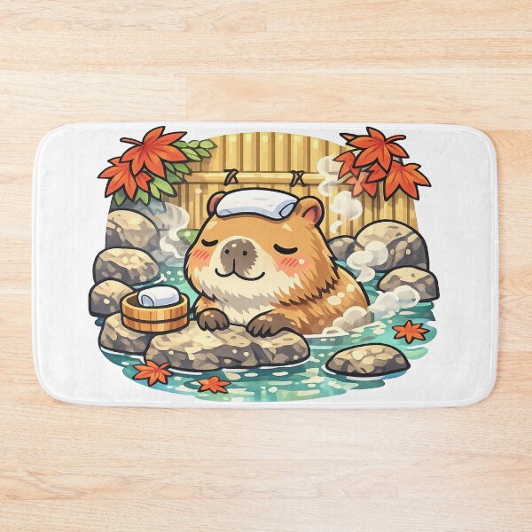 Item preview, Kawaii Capybara Relaxing in Japanese Onsen Sticker | Cute Hot Spring Anime Animal designed and sold by kawaii animal store (in Japan).