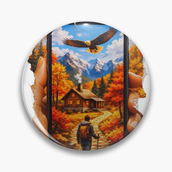 Item preview, Autumn Hiking Scene through Smartphone Screen with Torn Edge Effect designed and sold by GabeMountainArt.
