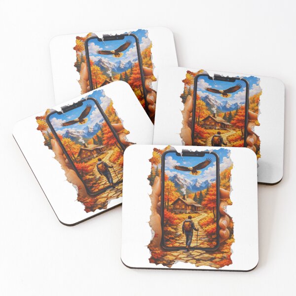 Item preview, Autumn Hiking Scene through Smartphone Screen with Torn Edge Effect designed and sold by GabeMountainArt.