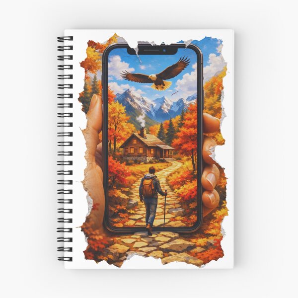 Item preview, Autumn Hiking Scene through Smartphone Screen with Torn Edge Effect designed and sold by GabeMountainArt.