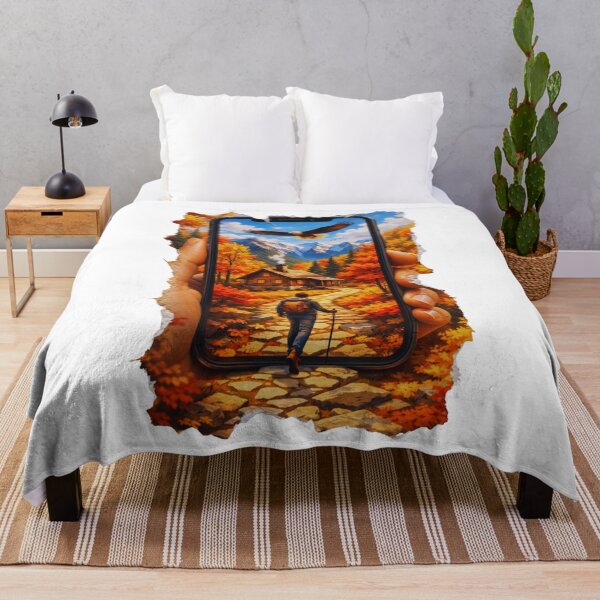 Item preview, Autumn Hiking Scene through Smartphone Screen with Torn Edge Effect designed and sold by GabeMountainArt.