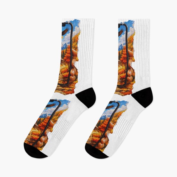 Item preview, Autumn Hiking Scene through Smartphone Screen with Torn Edge Effect designed and sold by GabeMountainArt.