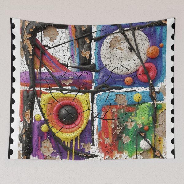 Item preview, playful disorder C cracked peeling colorful weathered geometric abstract design designed and sold by SmashingDeals.