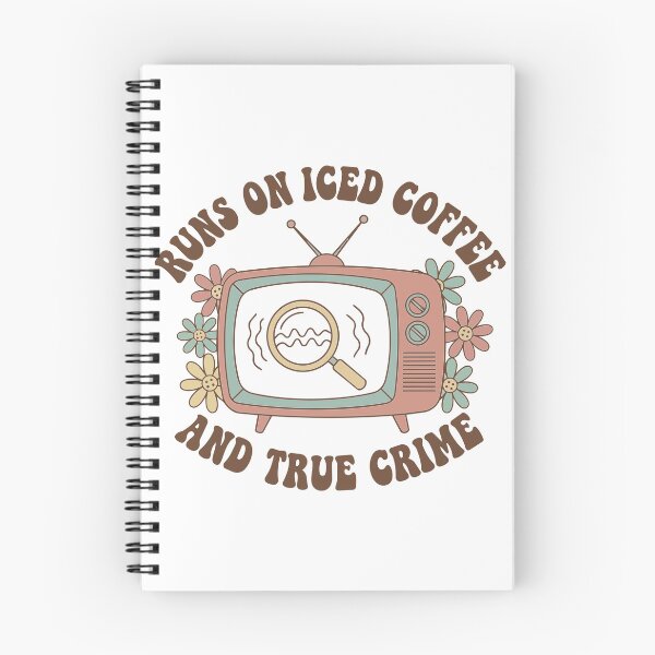 Item preview, "Runs On Iced Coffee And True Crime" Retro TV Graphic - Groovy Podcast Fan Art - Armchair Detective designed and sold by BestChoiceService.
