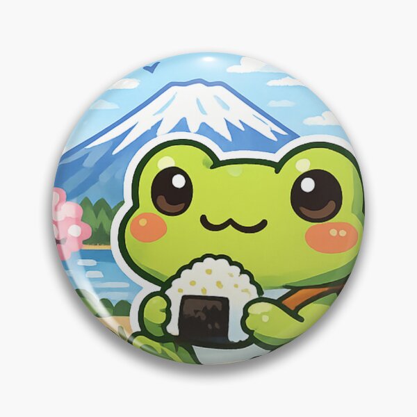 Item preview, Kawaii Hiking Frog at Mount Fuji Sticker | Cute Japanese Nature Travel Anime designed and sold by kawaii animal store (in Japan).