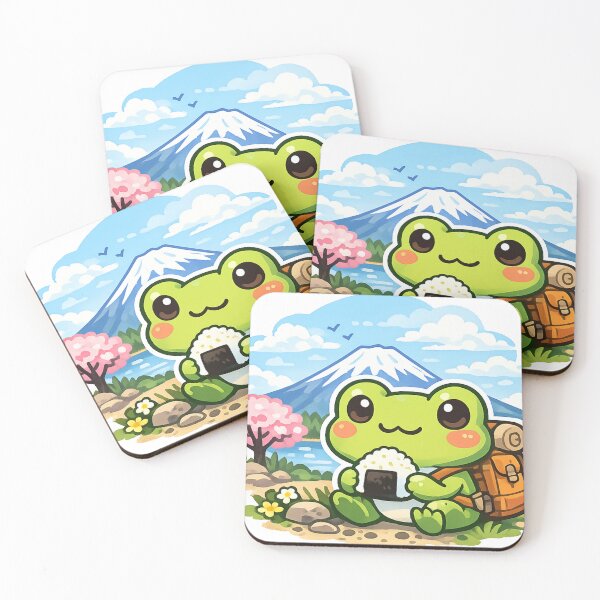 Item preview, Kawaii Hiking Frog at Mount Fuji Sticker | Cute Japanese Nature Travel Anime designed and sold by kawaii animal store (in Japan).