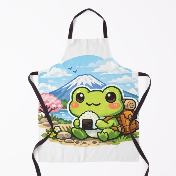 Item preview, Kawaii Hiking Frog at Mount Fuji Sticker | Cute Japanese Nature Travel Anime designed and sold by kawaii animal store (in Japan).