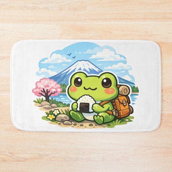 Item preview, Kawaii Hiking Frog at Mount Fuji Sticker | Cute Japanese Nature Travel Anime designed and sold by kawaii animal store (in Japan).