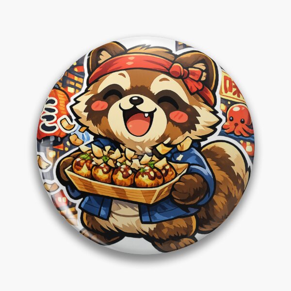 Item preview, Kawaii Tanuki Takoyaki Vendor Sticker | Cute Osaka Street Food Raccoon Dog Anime Design designed and sold by kawaii animal store (in Japan).