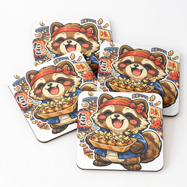 Item preview, Kawaii Tanuki Takoyaki Vendor Sticker | Cute Osaka Street Food Raccoon Dog Anime Design designed and sold by kawaii animal store (in Japan).