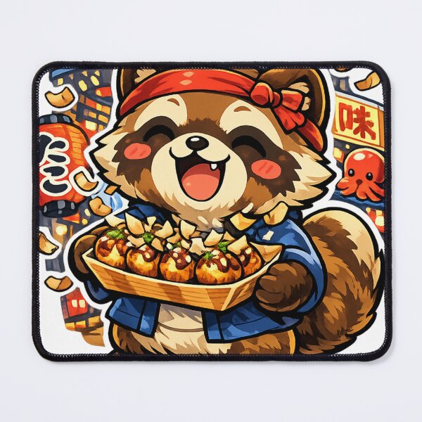 Item preview, Kawaii Tanuki Takoyaki Vendor Sticker | Cute Osaka Street Food Raccoon Dog Anime Design designed and sold by kawaii animal store (in Japan).