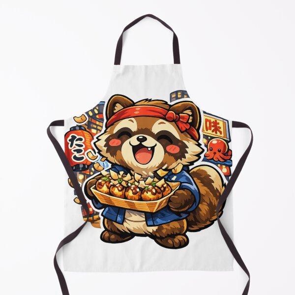 Item preview, Kawaii Tanuki Takoyaki Vendor Sticker | Cute Osaka Street Food Raccoon Dog Anime Design designed and sold by kawaii animal store (in Japan).