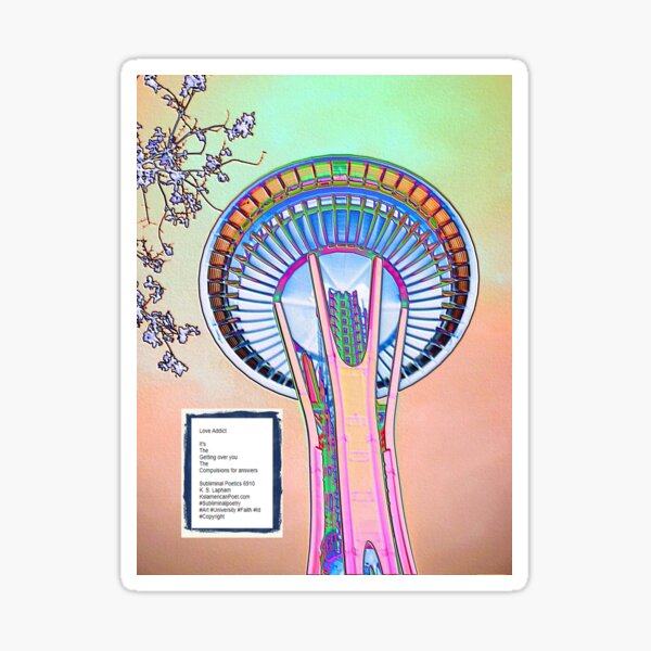 Space Needle - Peach Glow - Love Addict - Poem Sticker