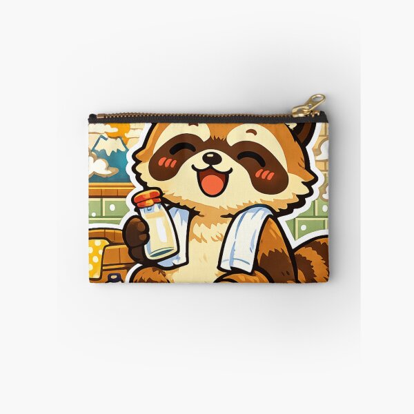 Item preview, Kawaii Tanuki After Sento Bath Sticker | Cute Japanese Bathhouse Raccoon Dog | Showa Retro Japan Art designed and sold by kawaii animal store (in Japan).