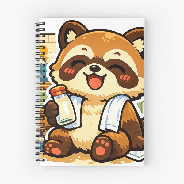 Item preview, Kawaii Tanuki After Sento Bath Sticker | Cute Japanese Bathhouse Raccoon Dog | Showa Retro Japan Art designed and sold by kawaii animal store (in Japan).