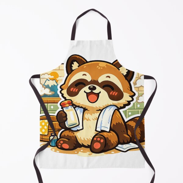Item preview, Kawaii Tanuki After Sento Bath Sticker | Cute Japanese Bathhouse Raccoon Dog | Showa Retro Japan Art designed and sold by kawaii animal store (in Japan).