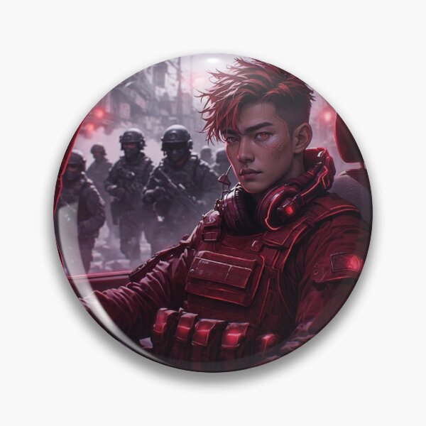 Item preview, Cyberpunk Tactical Warrior in Neon Red designed and sold by JMAVILA ART.