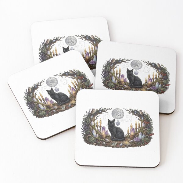 Item preview, Black Cat Witchy Tarot Illustration designed and sold by GrzywaM.