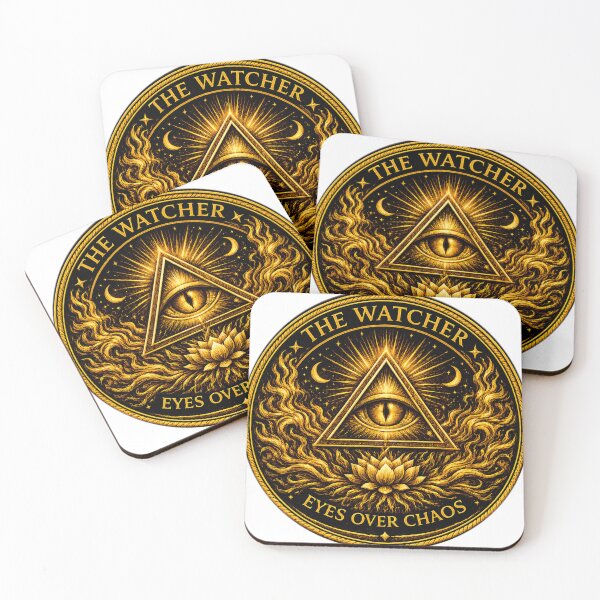 Item preview, The Watcher — Cat Eye Triangle Medallion | Flame Gold Occult Coin Art designed and sold by Eyes Over Chaos .
