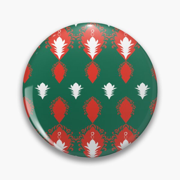 Item preview, Seamless Red and Green Floral Damask Pattern with White Leaf Motifs designed and sold by ChaReePat.