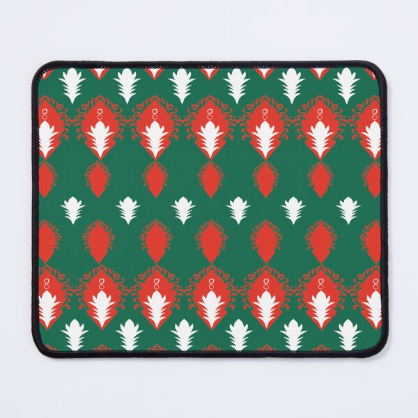 Item preview, Seamless Red and Green Floral Damask Pattern with White Leaf Motifs designed and sold by ChaReePat.