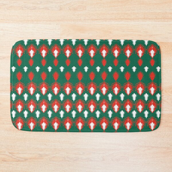 Item preview, Seamless Red and Green Floral Damask Pattern with White Leaf Motifs designed and sold by ChaReePat.