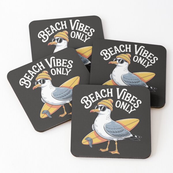 Item preview, Beach Vibes Only Funny Bird with Surfboard T-Shirt | Cute Summer Beach Cartoon Design designed and sold by RajDeals.