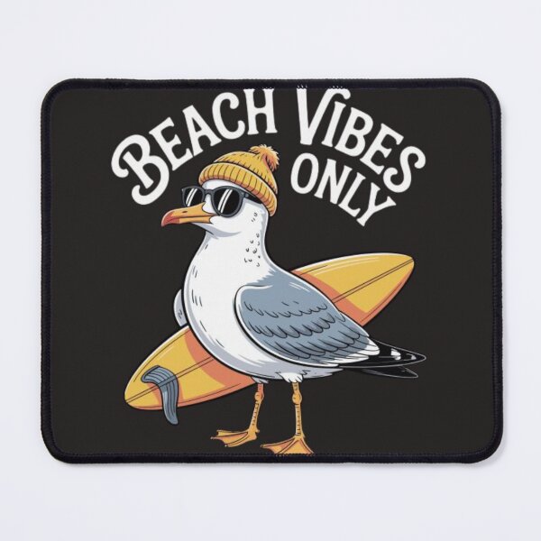 Item preview, Beach Vibes Only Funny Bird with Surfboard T-Shirt | Cute Summer Beach Cartoon Design designed and sold by RajDeals.