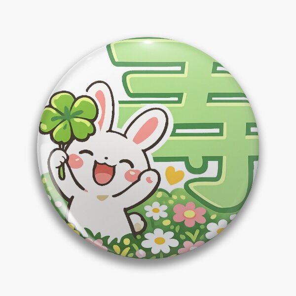 Item preview, Lucky Bunny Kanji "Happiness" Sticker | Cute Japanese Kawaii Rabbit with Four-Leaf Clover designed and sold by kawaii animal store (in Japan).