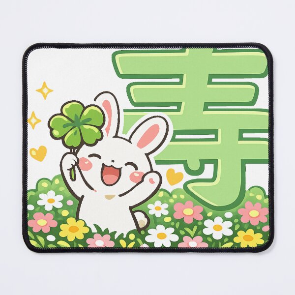 Item preview, Lucky Bunny Kanji "Happiness" Sticker | Cute Japanese Kawaii Rabbit with Four-Leaf Clover designed and sold by kawaii animal store (in Japan).